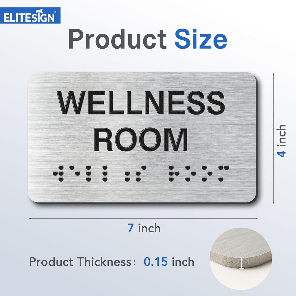 Conference Room Signs with Raised Text & Grade 2 Braille, Brushed Aluminum/Silver Finish Easy Install with Double-Sided Tape, ADA Compliant Conference Room Office Door Sign