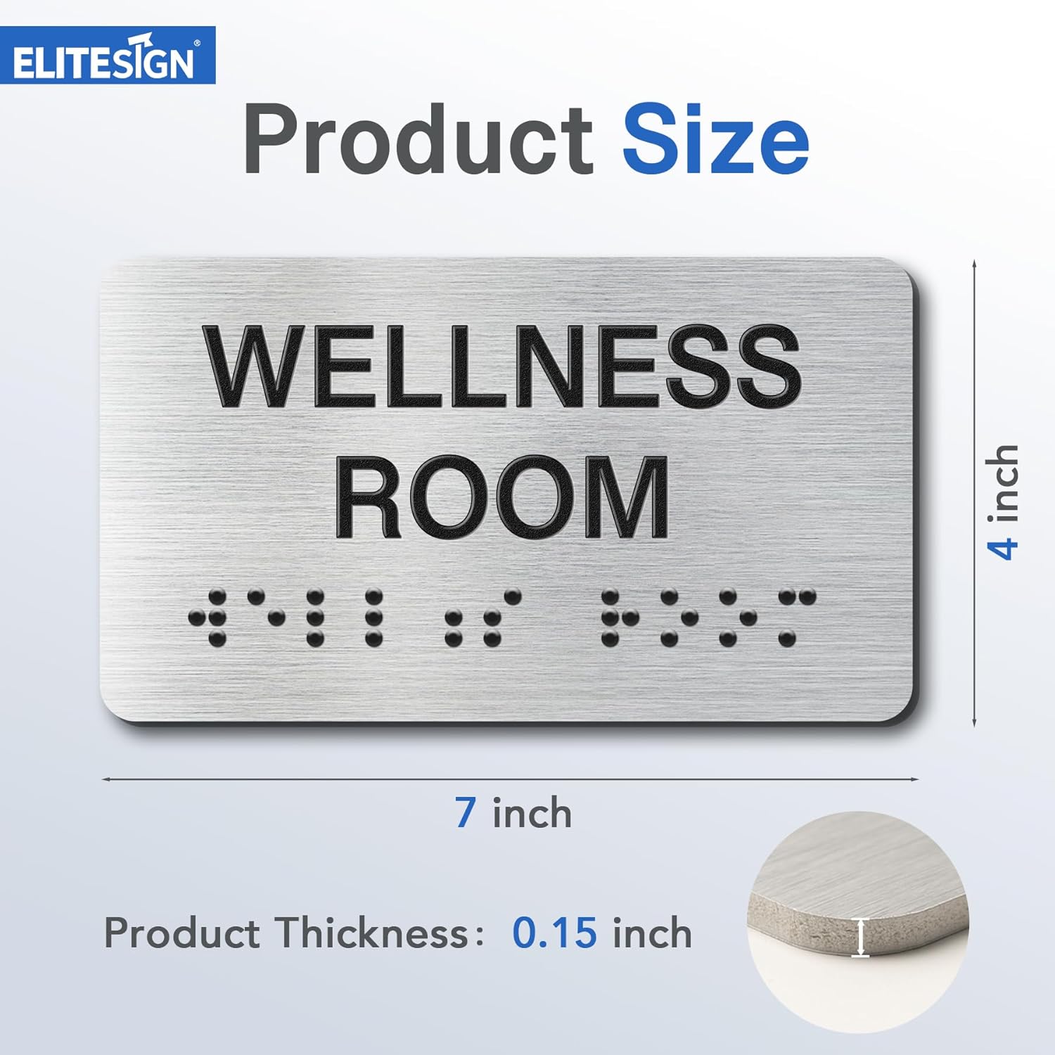 ELECTRICAL ROOM Signs with Raised Text & Grade 2 Braille, Brushed Aluminum/Silver Finish Easy Install with Double-Sided Tape, ADA Compliant Elevator Room Door Sign for Businesses & Offices
