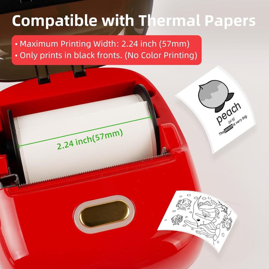ORGSTA Sticker Printer PrintPods Mini Printer Bluetooth Portable Sticker Maker with 3 Rolls Paper Thermal Inkless Label Maker Machine Impresora Portátil Instant Print for Notes, Journal, DIY, Gift