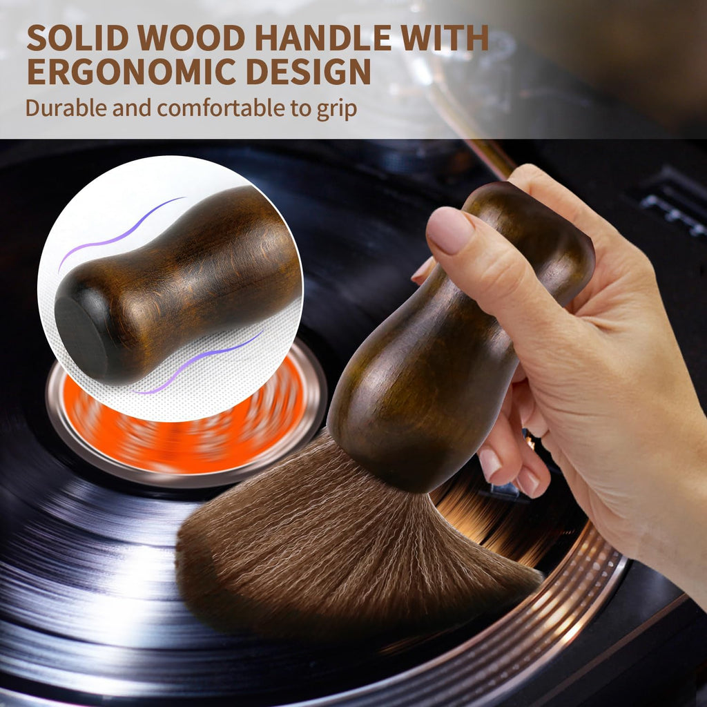 Vinyl Record Cleaning Brush - Anti Static Dust Wooden Vinyl Cleaner Brush - Record Player Accessories
