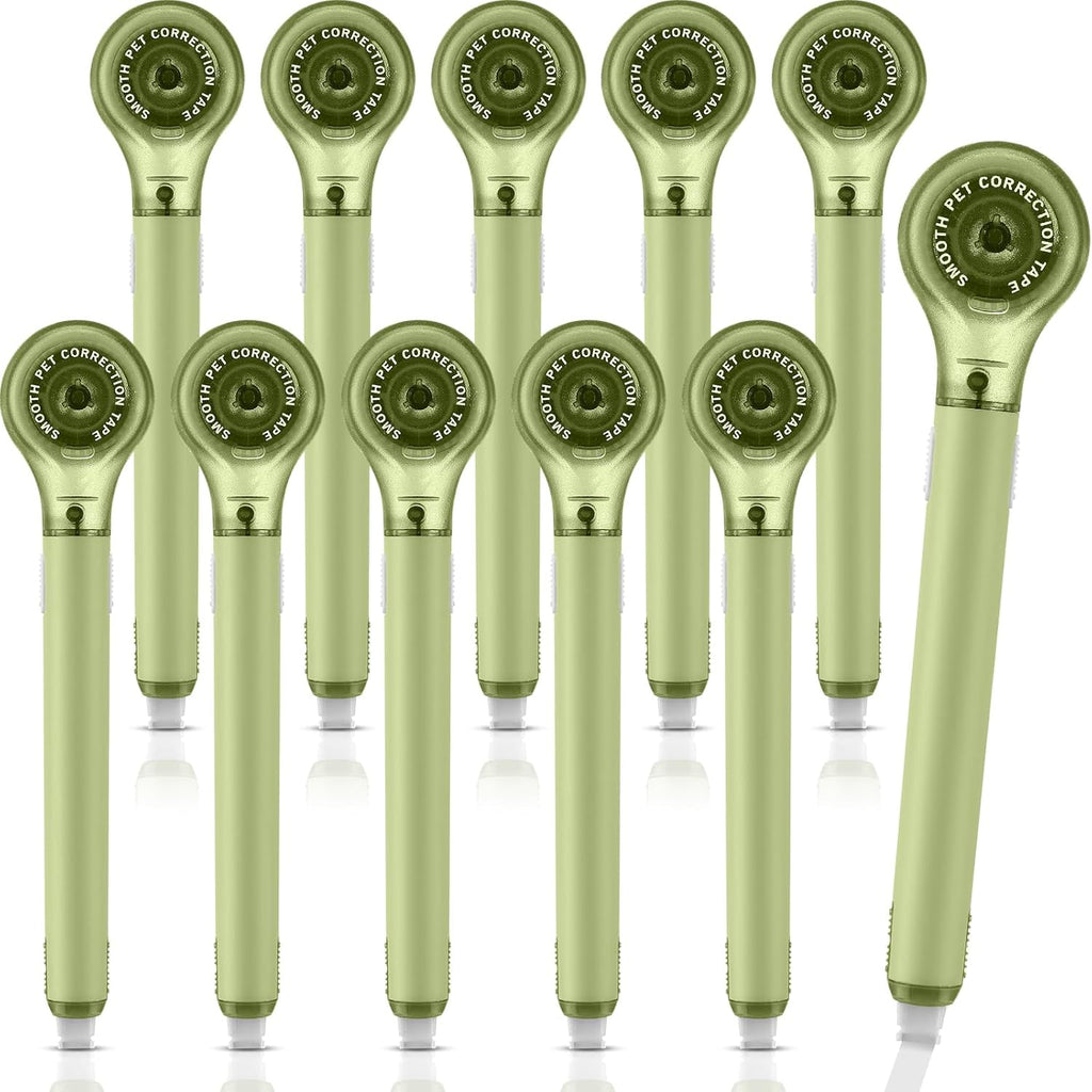 10 Pack Correction Tape Pen Correctional Ink Tape Push Pull Protective, Easy to Use Applicator for School Office Supplies, 0.2 x 236 Inch (Green Color)