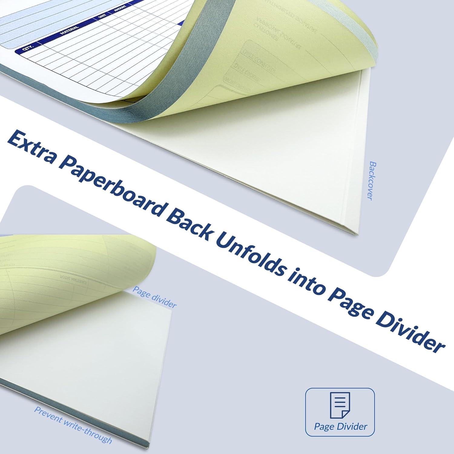 Job Work Order Forms, Large Size Contractor Invoice Book 8-1/2" x 11-7/16", Invoice Receipt Book for Small Business, 2-Part Carbonless Forms, 50 Sets