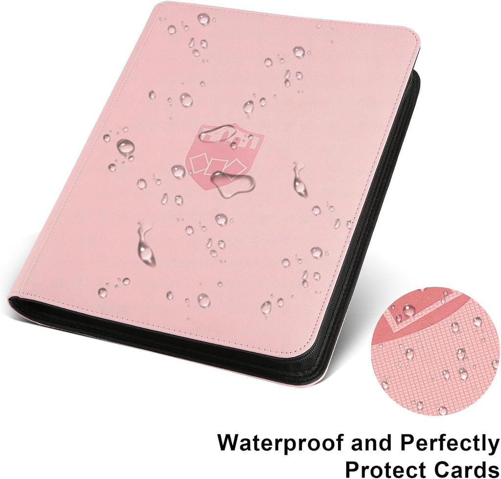 Trading Card Binder 12 Pocket, GERMUN PU Cover Card Binder for 720 Cards, Premium Trading Card Holder Folders, Double Sided Pocket Card Album for MTG, TCG (Pink)