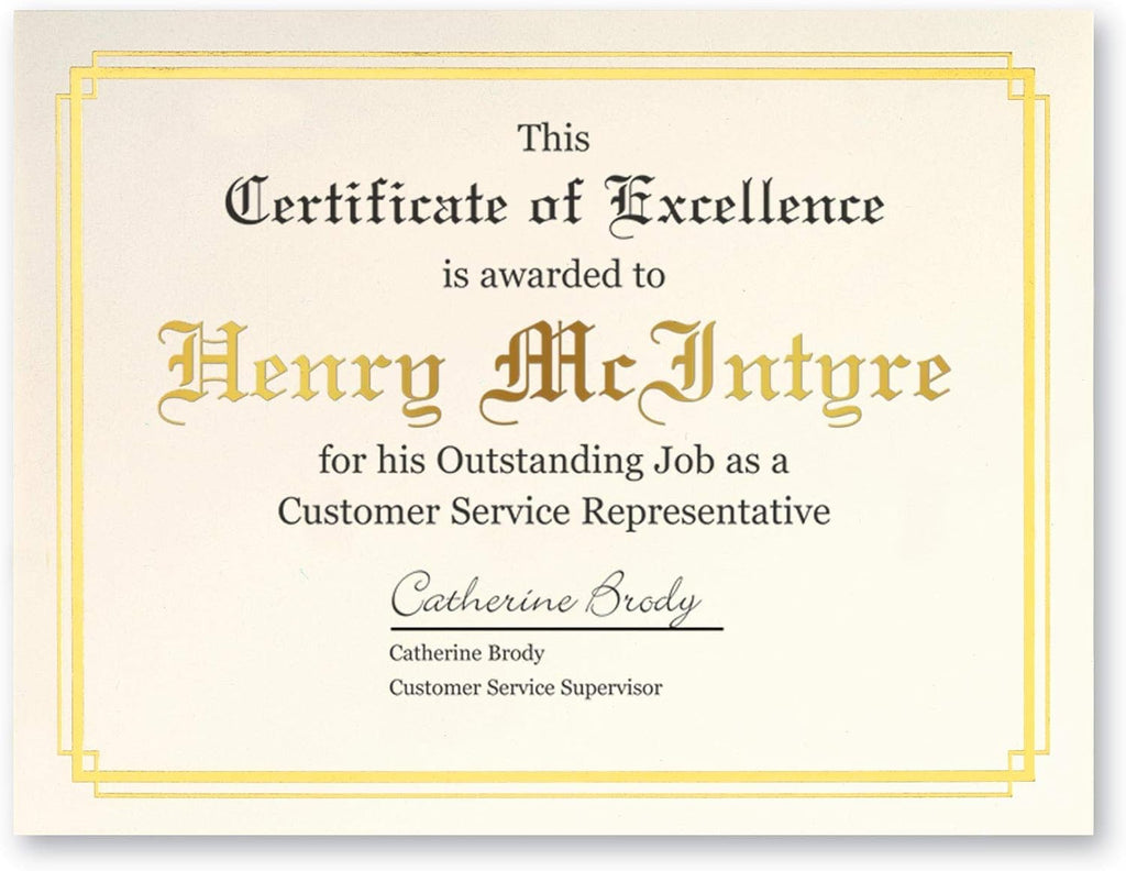 PaperDirect Foil Elegance Specialty Certificates, 50 Sheets of 38lb Cream Paper, 8½" x 11", Double Gold Foil Border, Perfect for Awards, Students, Employees, Volunteers, Course Completion, Diplomas