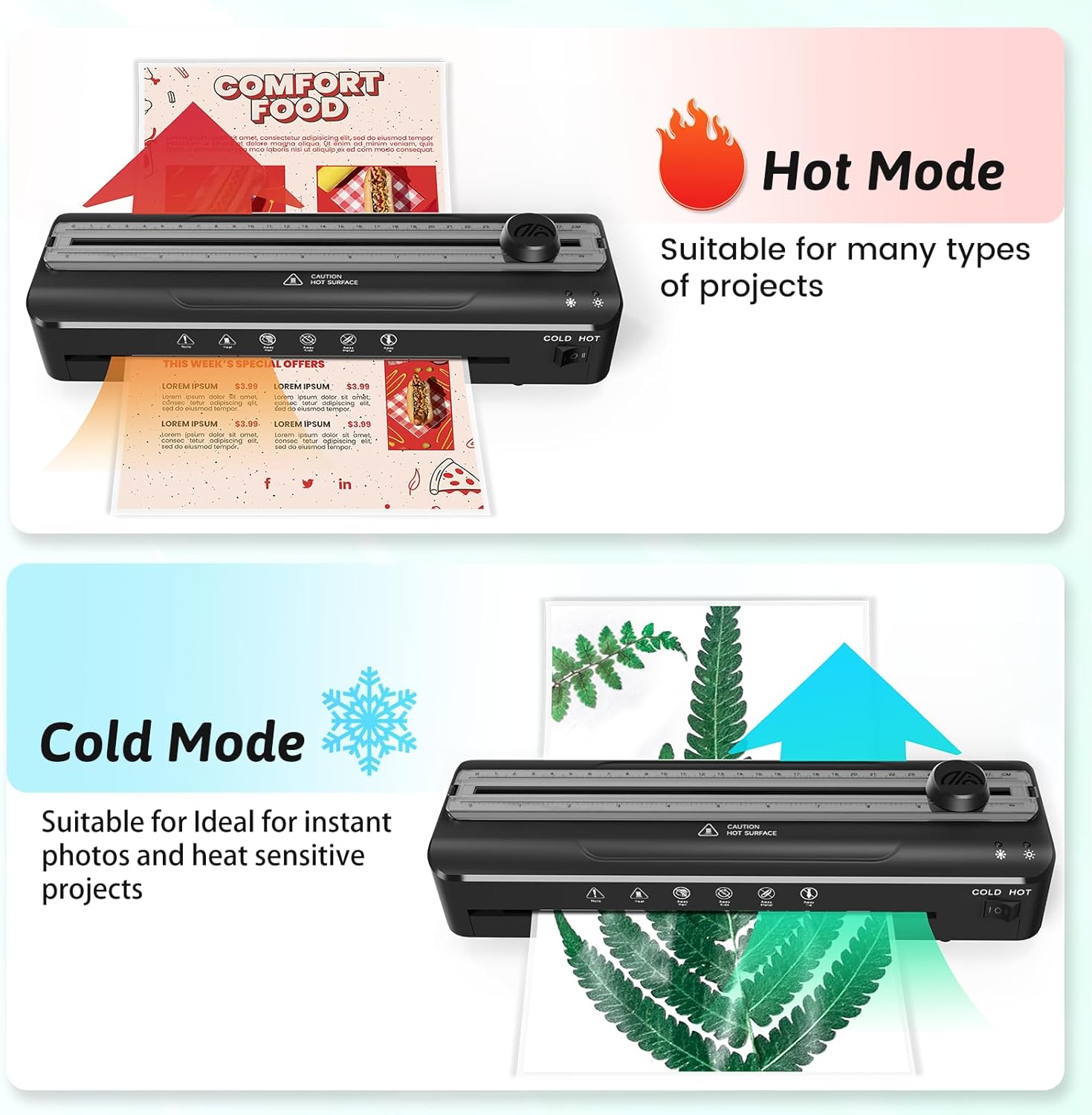Laminator Machine 9 Inch Laminating Machine - A4 Cold Thermal Laminator Machine with Laminating Sheets, 8.5 x11 Personal Laminators for Teachers 90s Warm up, A4/A5/A6 Laminators for School Home