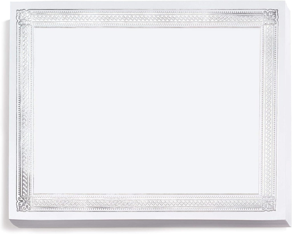PaperDirect Silver on White Elite Specialty Certificates, 8½ x11, Foil Accents, 50 Count, Certificates And Awards Paper, For School, Work, Diplomas & Award Certificates