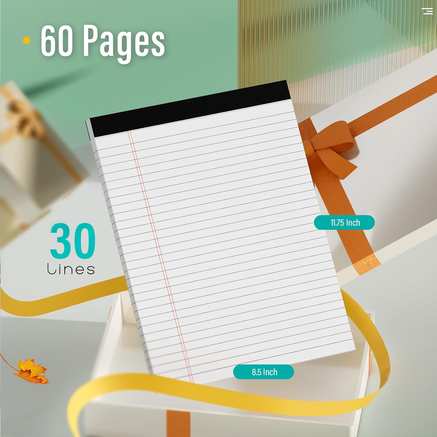 2 Pcs Legal Pads 8.5 x 11 Note Pads 8.5 x 11 Inch Notepad 60 Sheets Writing Pads Wide Ruled Lined Paper Pads White Paper Note Pads 8.5 x 11 with 30 Sheets Per Legal Pad for School, Office, Home