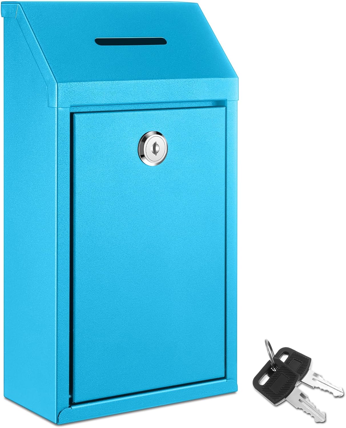 Metal Donation Cash Box Collection Safe Suggestion Box with Lock Wall Mounted Mailbox Delivery Ballot Container for Home Office Outdoor Door