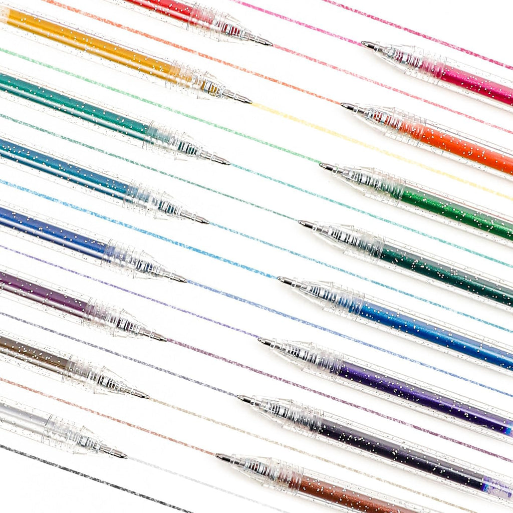 Capped Glitter Gel Pens 18 Colors, Metallic Vibrant Sparkle Gel Pens for Coloring, Color Pens for Adults,Colored Gel Pens for Adult Coloring Books and Drawing