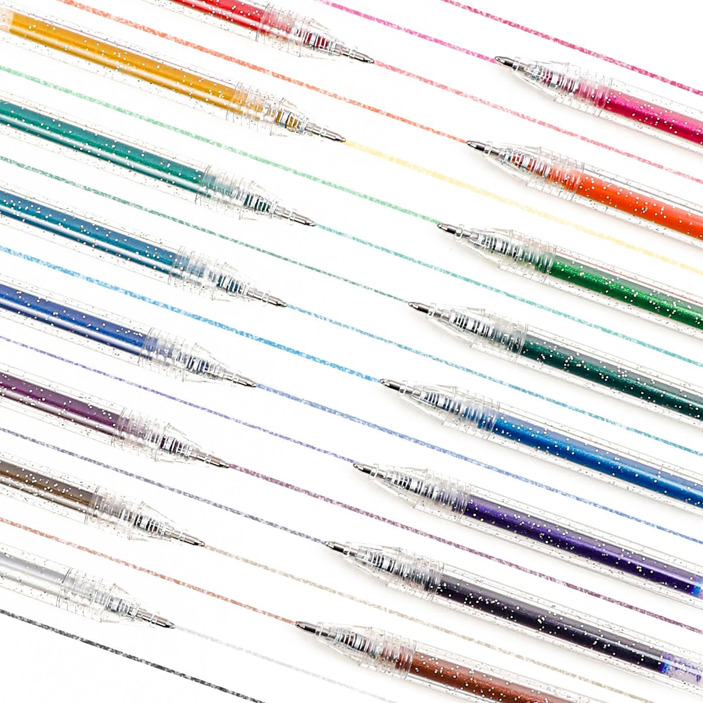 Capped Glitter Gel Pens 18 Colors, Metallic Vibrant Sparkle Gel Pens for Coloring, Color Pens for Adults,Colored Gel Pens for Adult Coloring Books and Drawing