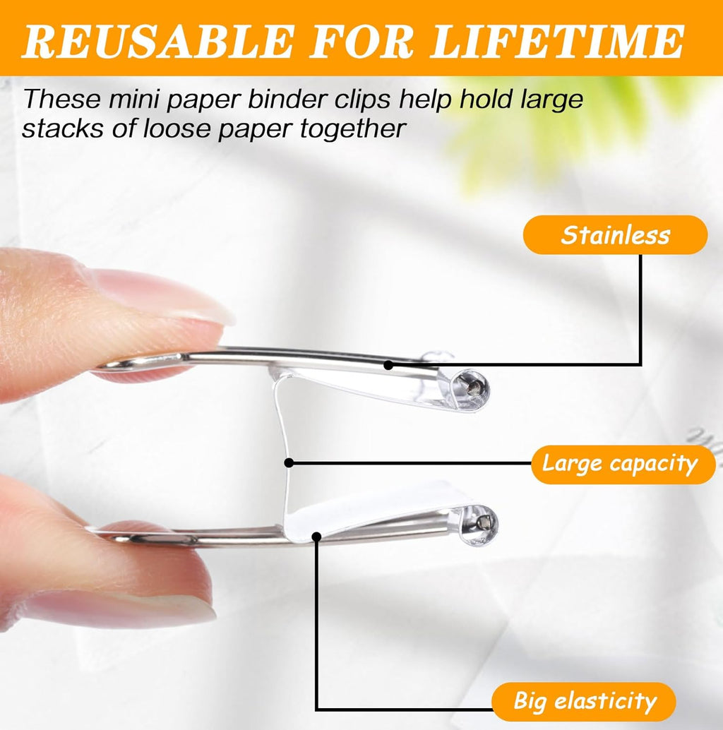 Jetec 100 Pack 1. 25in/32mm White Metal Binder Clips Bulk Medium Reusable Fold Back Binder Clips Paper Clamps Spring Steel Sturdy for Home Office School Supplies
