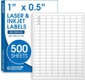 1" X 0.5" Matte White Printable Labels Compatible with Inkjet and Laser Printers - 500 Sheets, 80000 Small Stickers for Barcodes, Product Labeling, Inventory - Spartan Industrial