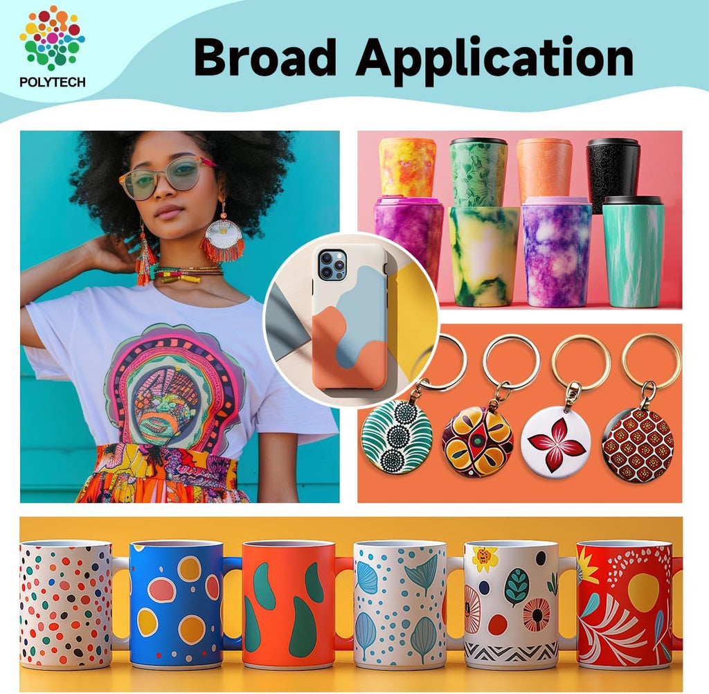 Polytech Sublimation Paper, 8.5x11, 100 Sheets, Heat Transfer Paper for All Sublimiation Blanks, For All Sublimation Printer and Ink, For Tumblers, Magnet Blanks, Ceramic Ornaments, Light T-Shirt,125G