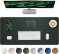 Leather Desk Pad Protector, Green Office Mat, Non-Slip PU Leather Blotter, Laptop Desk Pad, Waterproof Writing Pad (Dark Green, 31.5" x 15.7")