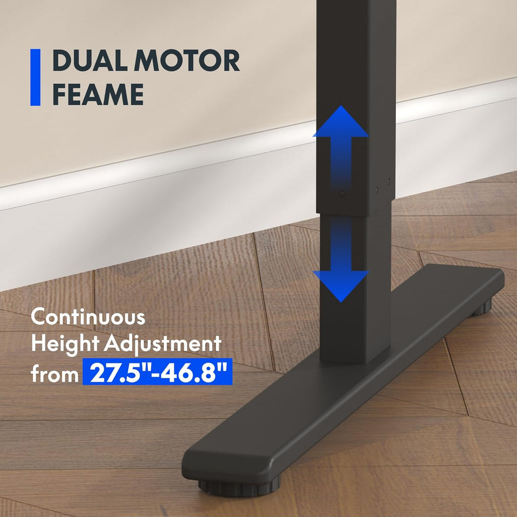 FLEXISPOT E3 Dual Motor Electric Standing Desk 60x24 Inch Whole-Piece Board Height Adjustable Electric Sit Stand Desk (Black Frame + Mahogany Desktop, 2 Packages)