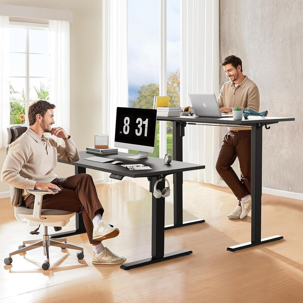 40x24 Inches Whole Piece Electric Standing Desk, Seamless One Piece Height Adjustable Sit to Stand up Desk for Home Office, Ergonomic Computer Workstation, Black