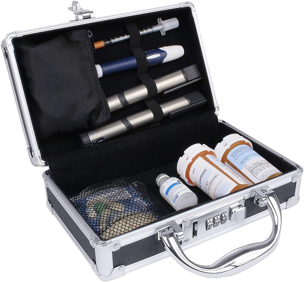 Vaultz Medicine Safe Case w/Combination Lock - Pack of 3 Cases, 8.35 x 5 x 2.5 - Black