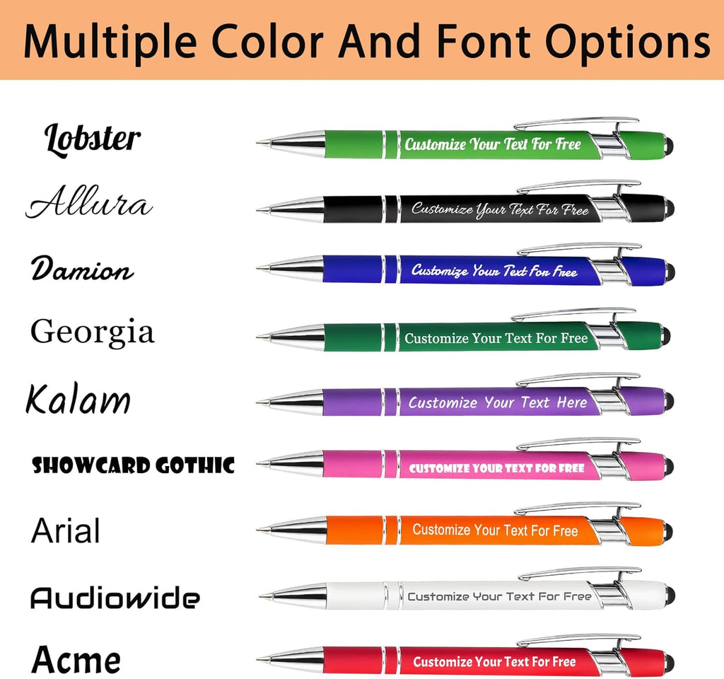 Max 500 Pcs Personalized Pens Bulk, Custom Pens with Free Engraving, Customized Stylus Tip Ballpoint Pen with Your Name Massage Text for School Office Business Graduation Anniversaries-10 Packs