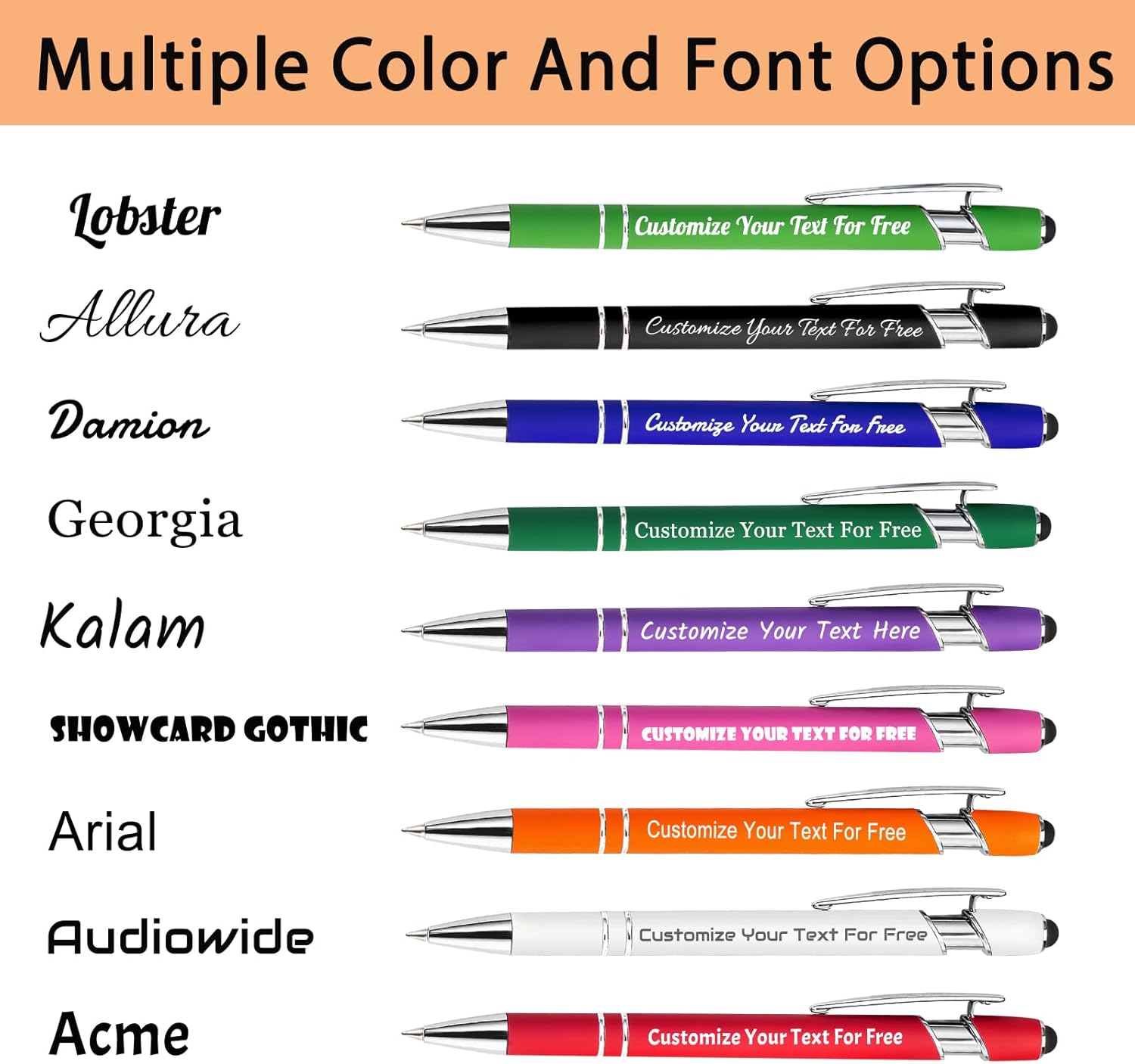 Max 500 Pcs Personalized Pens Bulk, Custom Pens with Free Engraving, Customized Stylus Tip Ballpoint Pen with Your Name Massage Text for School Office Business Graduation Anniversaries-30 Packs