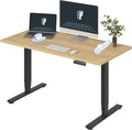 FLEXISPOT E6 Essential 3 Stages Dual Motor Electric Standing Desk 55x28 Inch Whole-Piece Board Height Adjustable Electric Sit Stand Desk(Black Frame + Maple Desktop, 2 Packages)