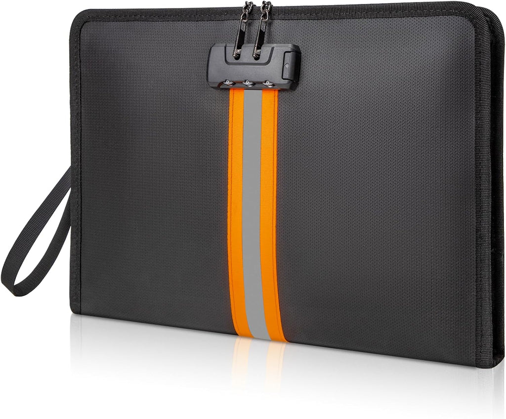 Fireproof Document Bag with Lock，13"×9.2" Fireproof Money Bag，with Zipper and Lock，Suitable for Tablets, A4 Documents, Cash, Mobile Phones, Credit Cards and Notarized Documents.