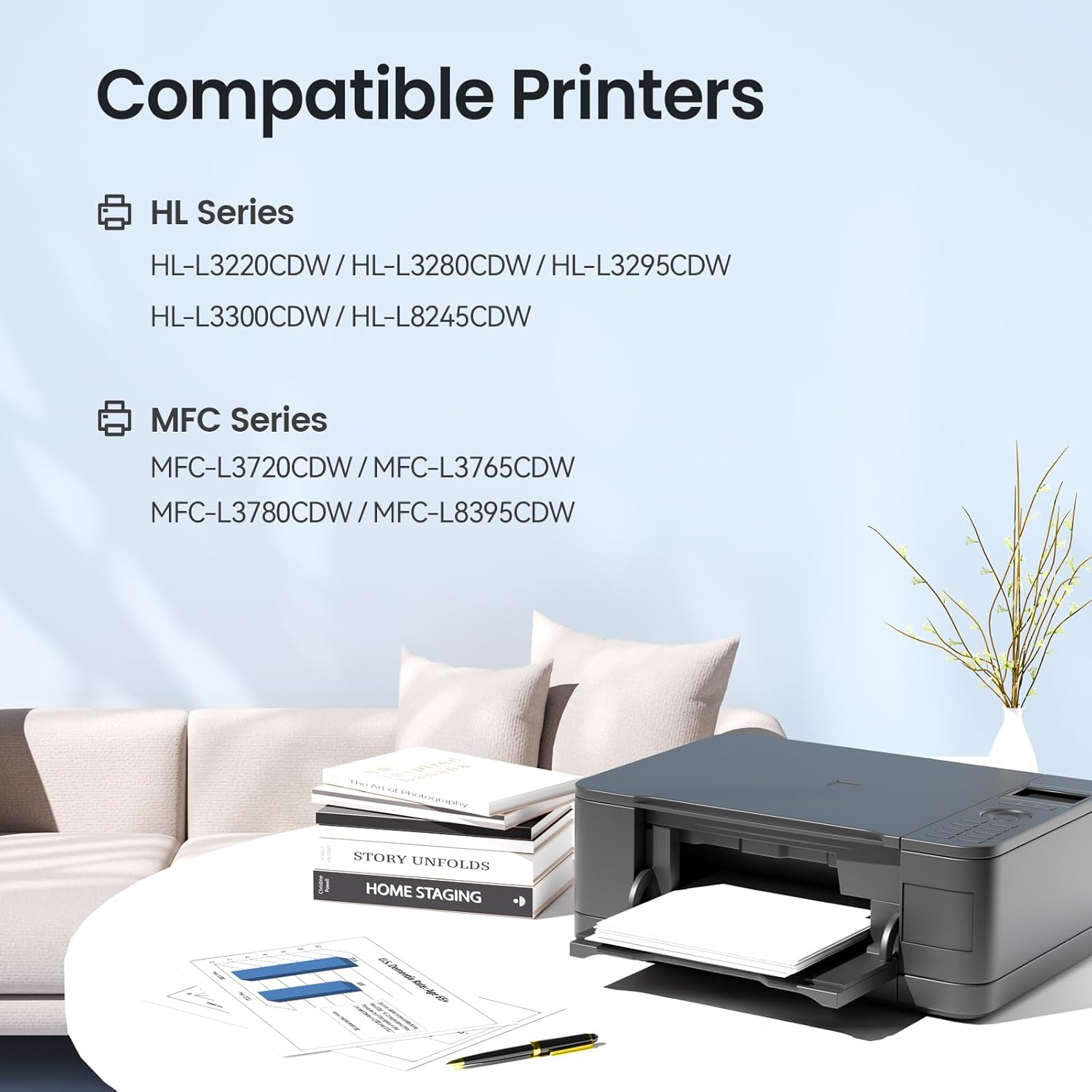 XJI Compatible Toner Cartridges Replacement for Brother TN229XL TN 229XL 229 229XXL TN229 XL TN229XXL High Yield Ink 4 Pack, for HL L3220CDW L3280CDW L3300CDW MFC L3720CDW L3780CDW Printer (with Chip)