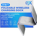 3-in-1 Foldable Magnetic Wireless Fast Charger – Travel Charging Pad Compatible with iPhone 12–16 Series, Samsung Galaxy Series, Huawei, Apple Watch, AirPods & Other Qi-Enabled Devices