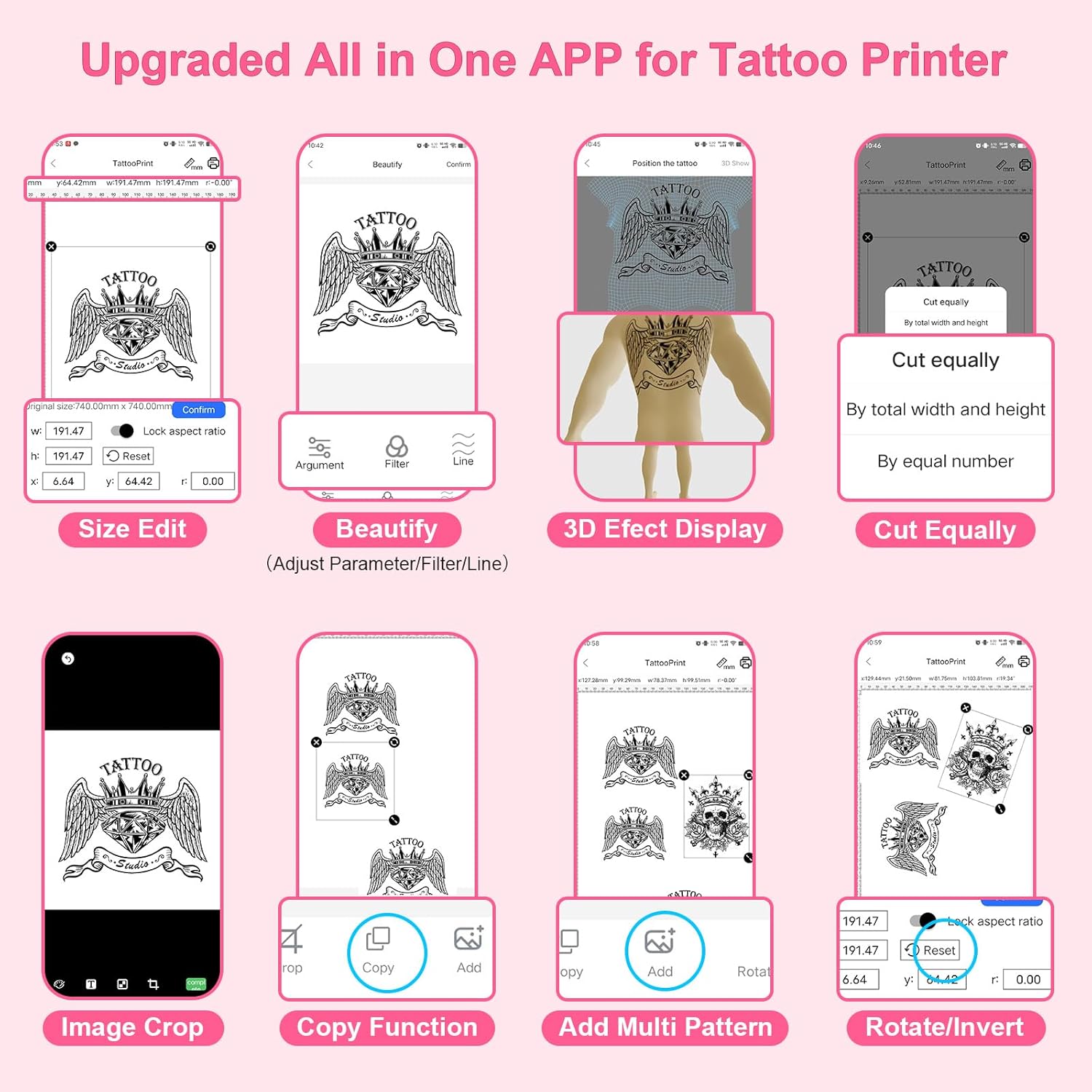 P19 Wireless Tattoo Stencil Printer Bluetooth Thermal Temporary Tattoo Transfer Printer Machine Kit for Tattoo Artists & Beginners