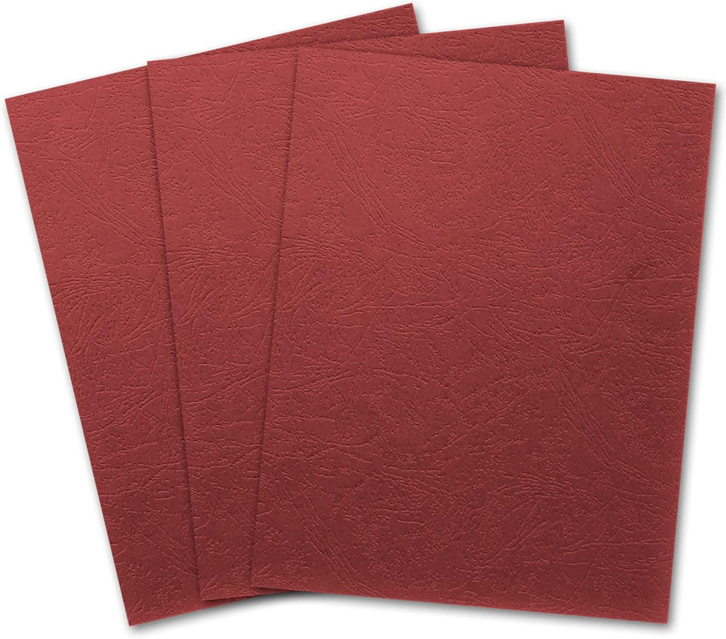 Binditek 100 Pack Grain Texture Paper Binding Presentation Covers, 8.5 x 11 Inches, 13Mil, 90lb, Un-Punched, Letter Size, Red, Office Supplies