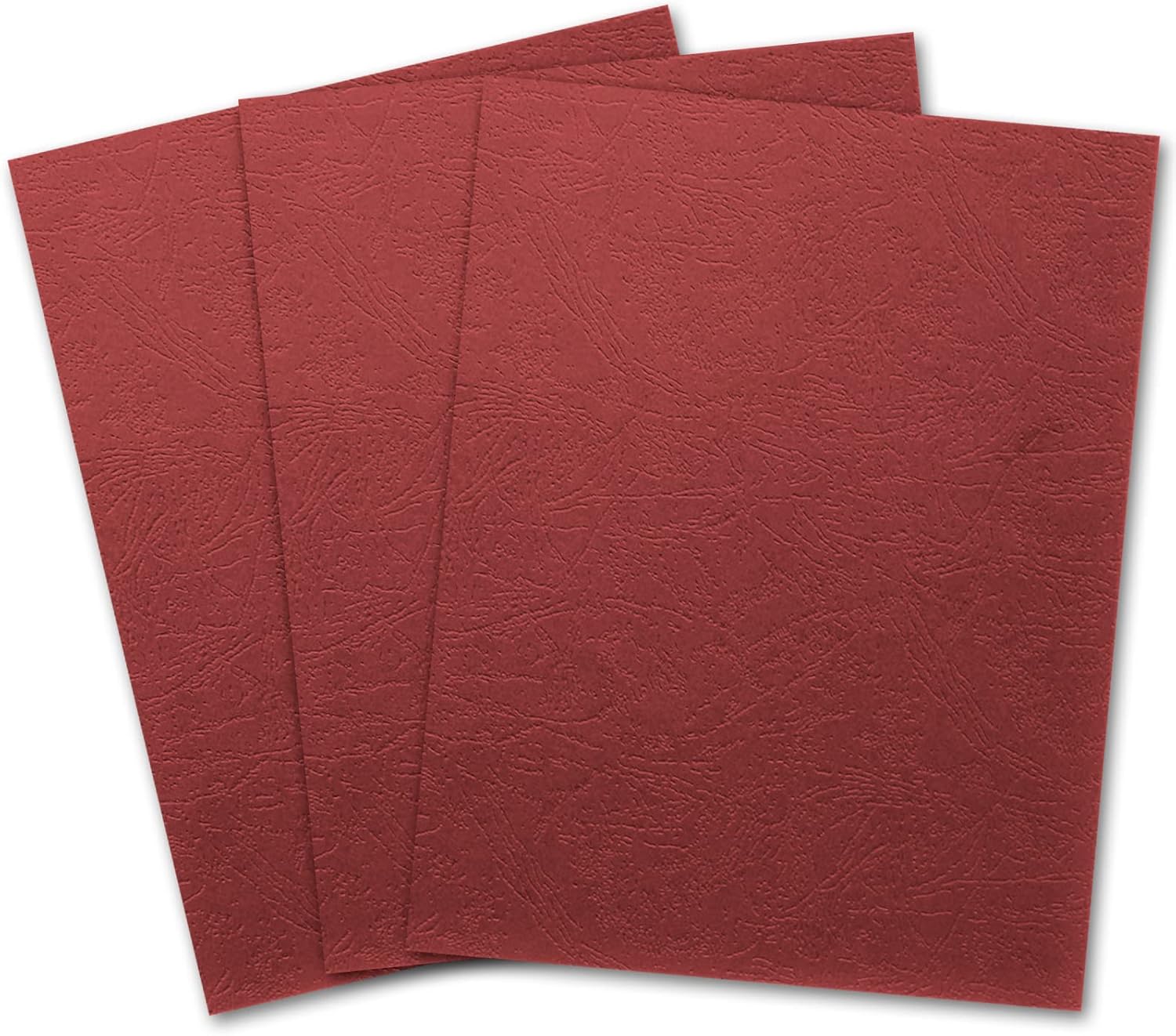 Binditek 100 Pack Grain Texture Paper Binding Presentation Covers, 8.5 x 11 Inches, 13Mil, 90lb, Un-Punched, Letter Size, Red, Office Supplies