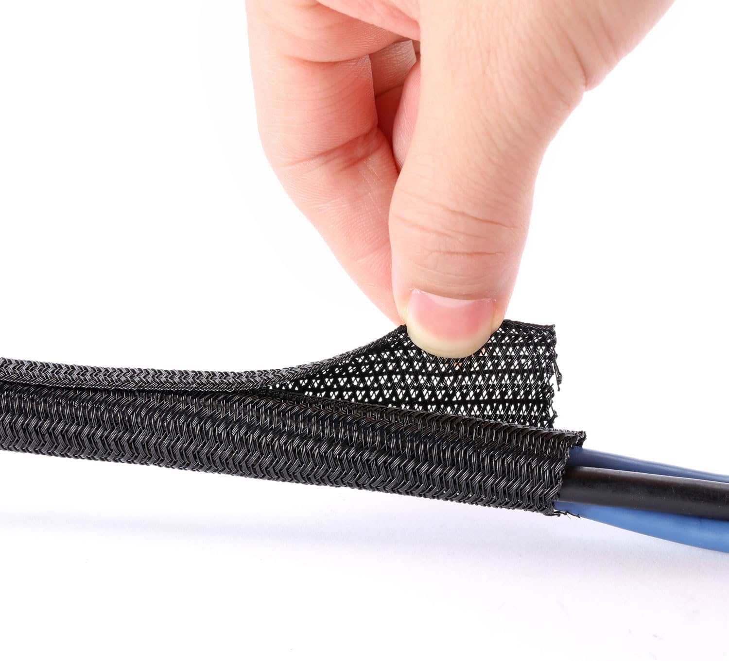 25ft - 1/2 inch Cord Protector, Split Sleeve Cable Management, Heavy Duty Wire Loom Tubing for Power Cords/USB/Audio Video – Pet Proof Chew Resistant Sleeving - Black