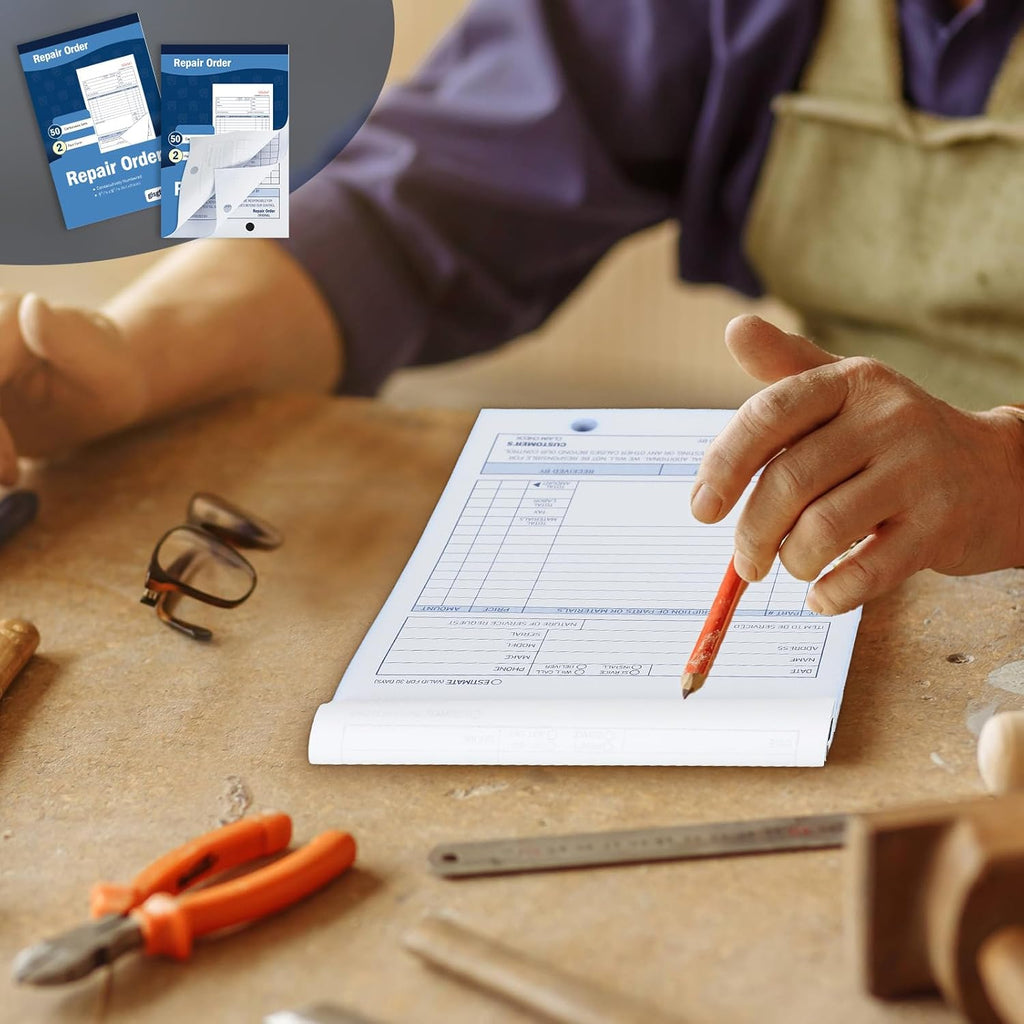 gisgfim 10 Pad Repair Order Book 2 Part Carbonless Receipt Books Consecutively Numbered with Claim Check Stub Invoice Receipt Book Work Order Form Receipt Book Order for Small Business 50 Set per Pads