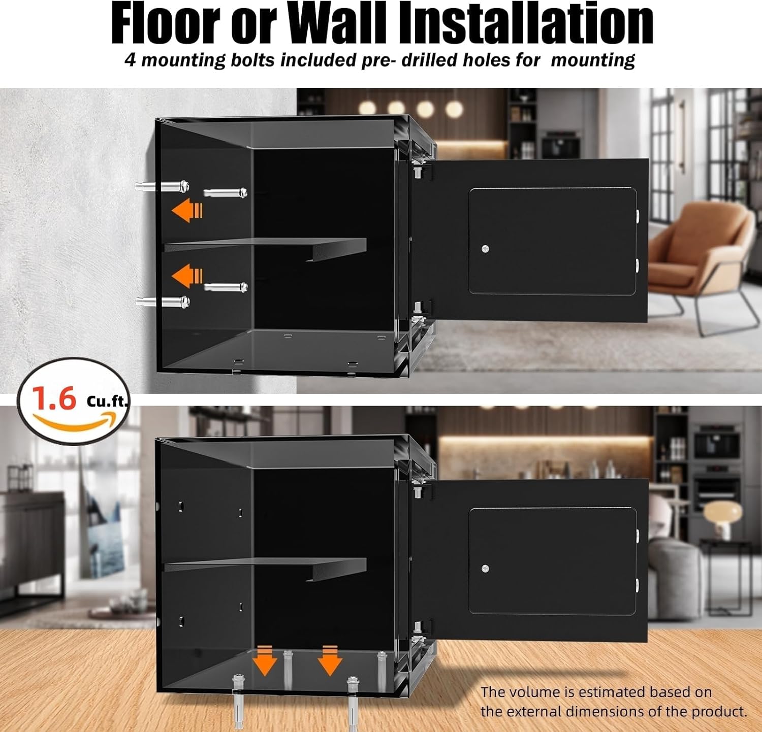 [ 1.6 Cu.ft. ]PATRON Fireproof Safe for Home,Document Safe Box Office,Digital Security Home Safes,Cabinet Safes for Money Cash,Wall Safes with Electronic Keypad for Hotel House Business,1.6 Cu.ft.