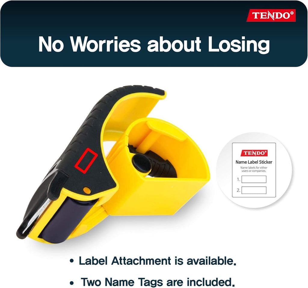 Heavy Duty Shipping Tape Dispenser: TENDO° Essential Line – Reusable, Replaceable, Eco-Friendly 2’’ Master Piece Dispenser with Patented 10° Sloped Chromium Blades - P-1200 (3th Gen.)_Yellow