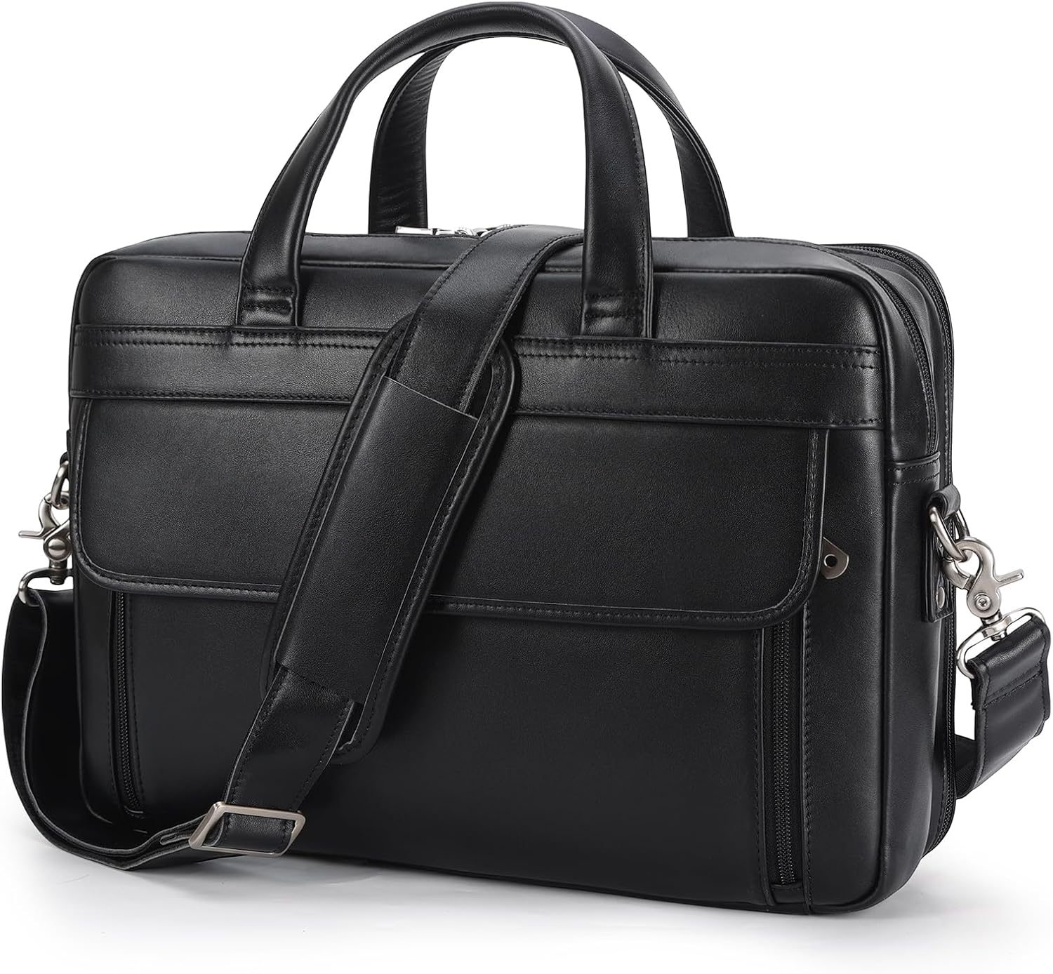 Masa Kawa Leather Briefcase for Men 15.6" - 17" Laptop Computer Case Business Travel Work Messenger Cross Body Shoulder Bag