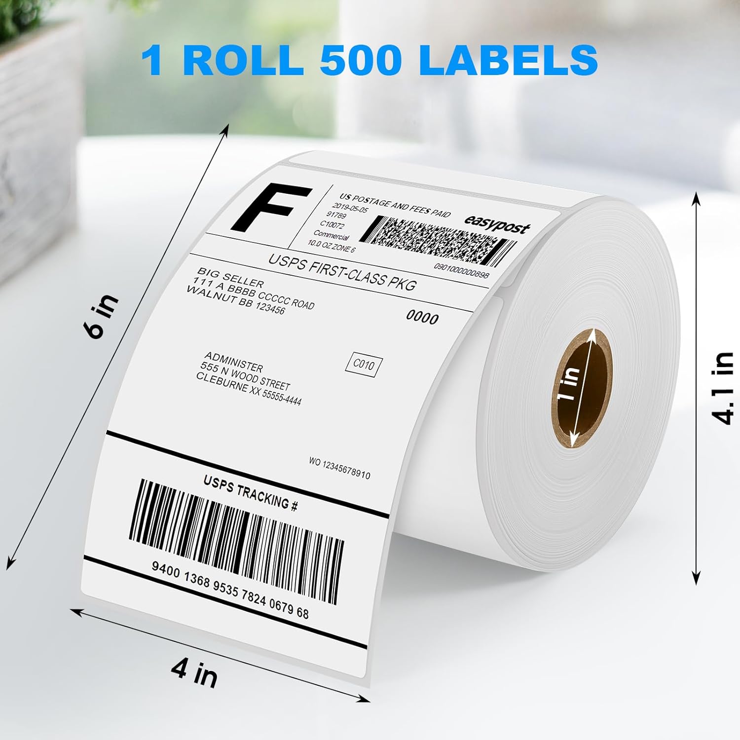 MaxGear 4" x 6" Direct Thermal Shipping Labels, 500 Perforated Mailing Labels, Compatible with Brother, Zebra, Rollo & Most Thermal Printers, Commercial Grade, Not for Dymo