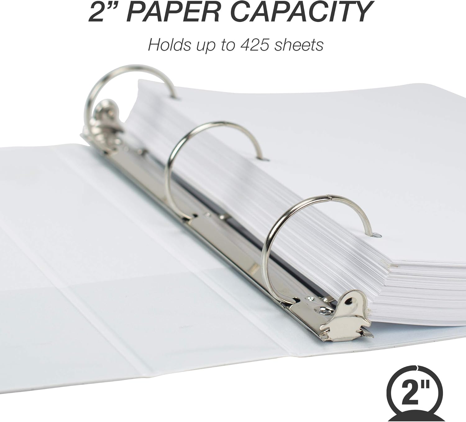 Samsill Durable 2 Inch Binder, Made in the USA, Round Ring Customizable Clear View Binder, White, 4 Pack (MP48467)