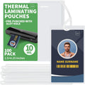 Binditek 100 Pack 10 Mil Thermal Laminating Pouches, 2.5 x 4.25 Inches with Hole and Loops, for Luggage Tags, Ultra Clear, Heat Seal, Glossy, for Office and Home Use