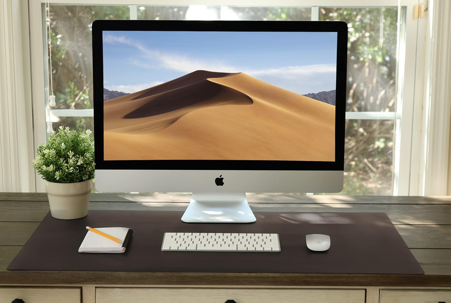 Vine Creations Leather Desk Mat Large 36" x 20", Desk Protector Mat, PU Leather Desk Pad, Large Mouse Pad, Desk Blotter, Desk Pads on Top of Desks, Desk Matt for Desktop, Office Desk Mat (Dark Brown)