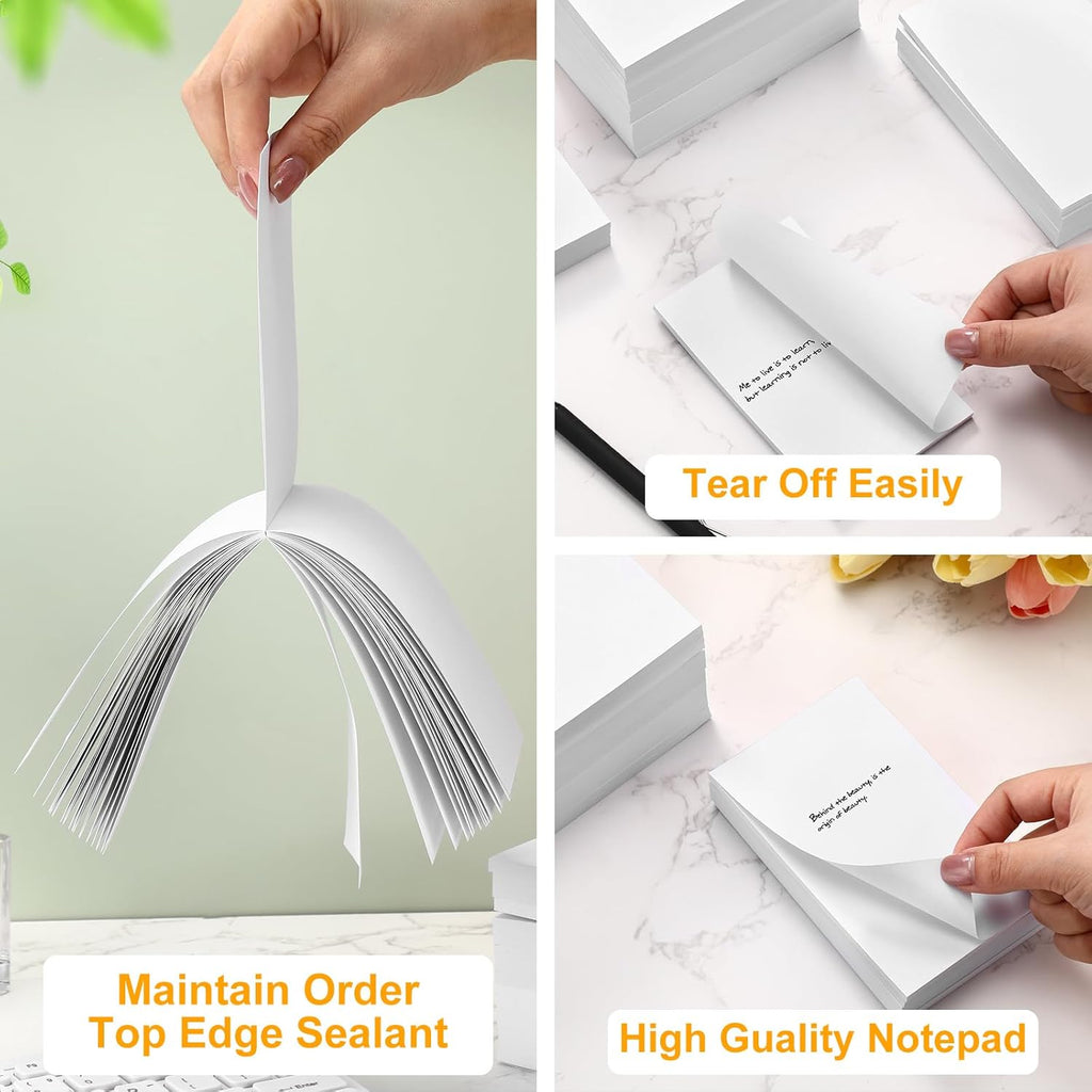 Fainne 3 x 5 Inch Paper Note Pads White Memo Pad Blank Writing Memo Scratch Paper for Waitress Waiter Book to Do Grocery List Small Notebook Restaurant Checkbook, White(40 Pack)