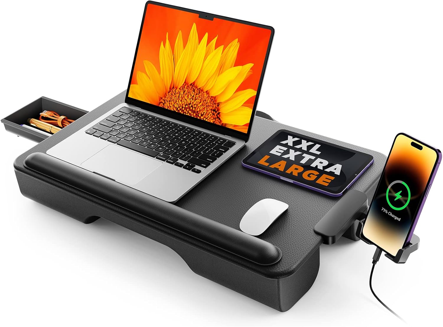 SAIJI Laptop Lap Desk, Portable Laptop Desk for Bed - Fits Up to 17" Laptops & MacBook,Lightweight Lap Tray Table with Storage Drawer, Lap Desk with Cushion, Lap Stand for Bed & Couch