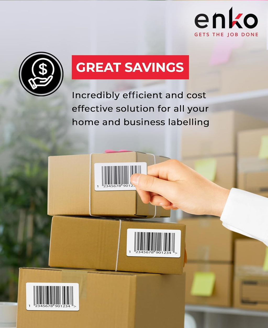 enKo 4" x 2" Labels for Zebra Desktop Printers (12 Rolls | 9,000 Labels) - Direct Thermal Address Mailing Shipping Barcode FBA Stickers FNSKU Label for Zebra and Eltron (Perforated)