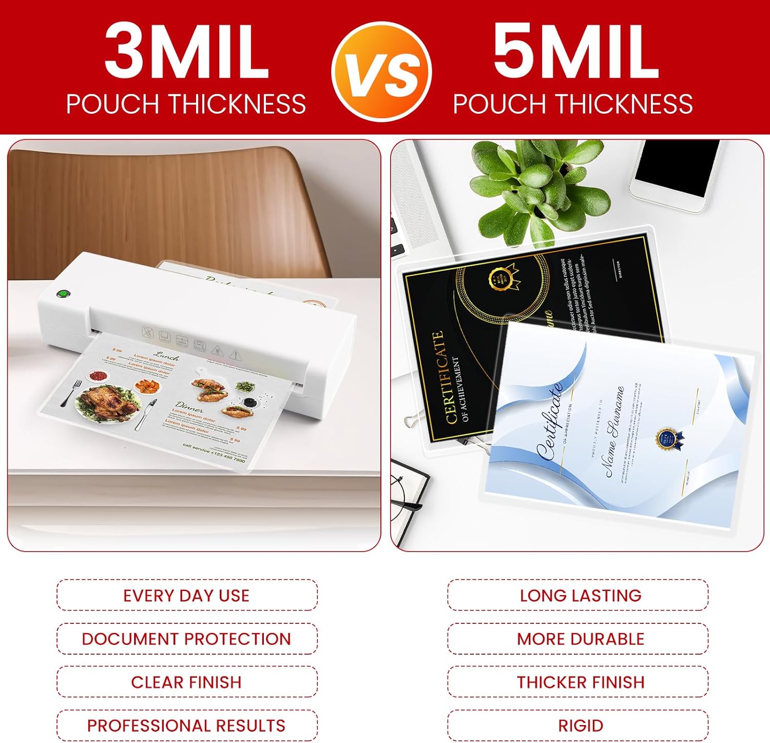 CAREGY 5 Mil Thermal Laminating Pouches (200 Pack) - 9x11.5 Inch Laminating Sheets for 8.5x11 Documents, Clear,Office & School Laminator Supplies