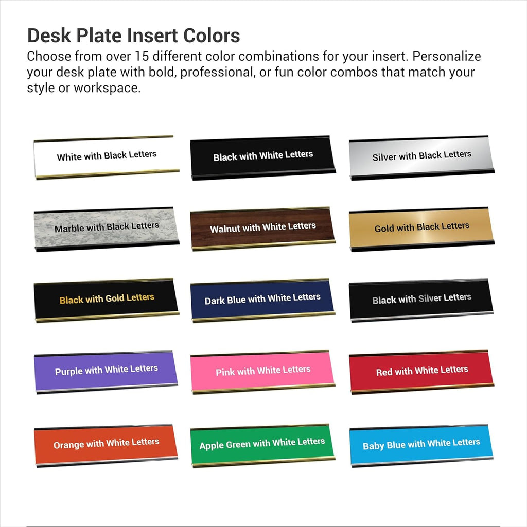 Custom Engraved Desk Plate | Personalized with your Name and Title | Perfect Decor for Office, Business, or Home | Multiple Font and Color Options | 2x8" or 2x10" (Purple w/White Letters, 2x10")