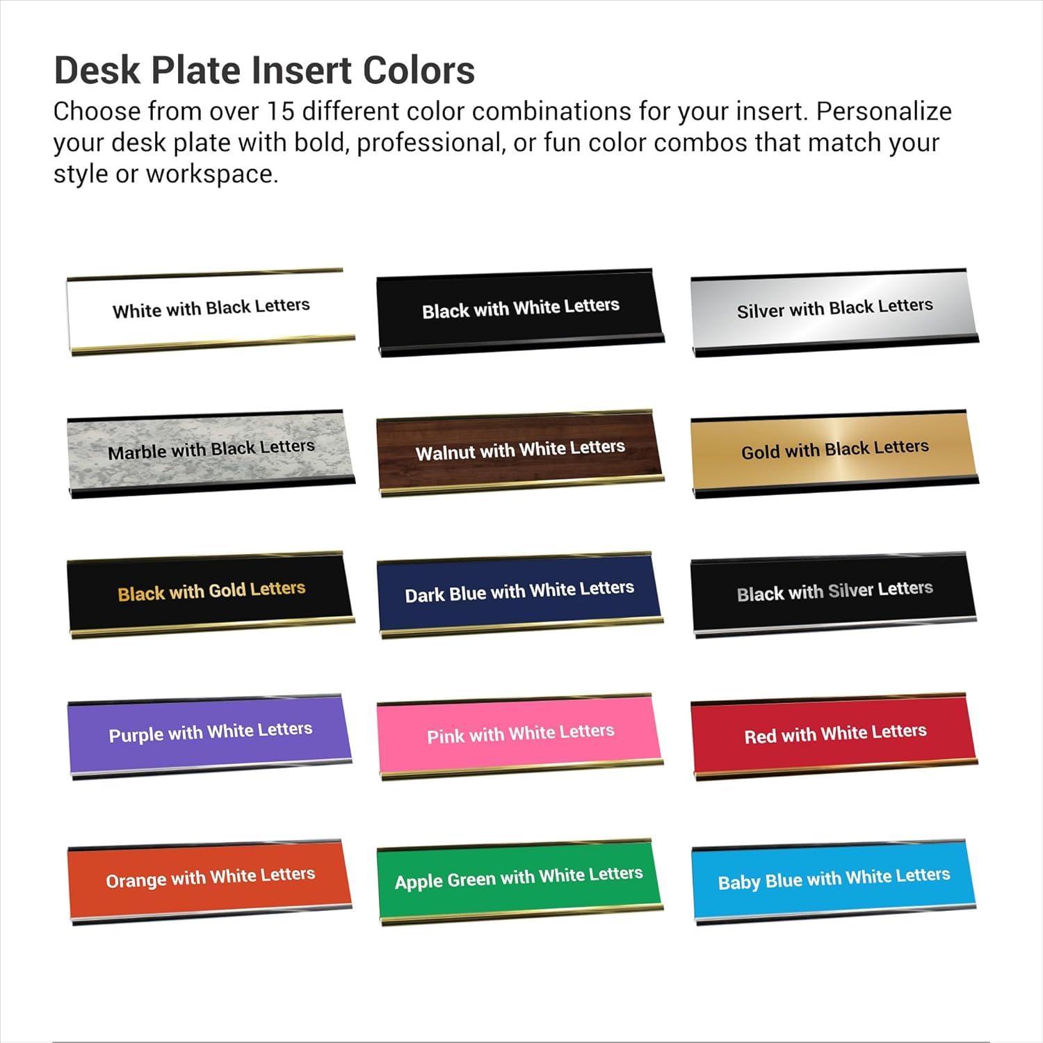 Custom Engraved Desk Plate | Personalized with your Name and Title | Perfect Decor for Office, Business, or Home | Multiple Font and Color Options | 2x8" or 2x10" (Gold w/Black Letters, 2x8")