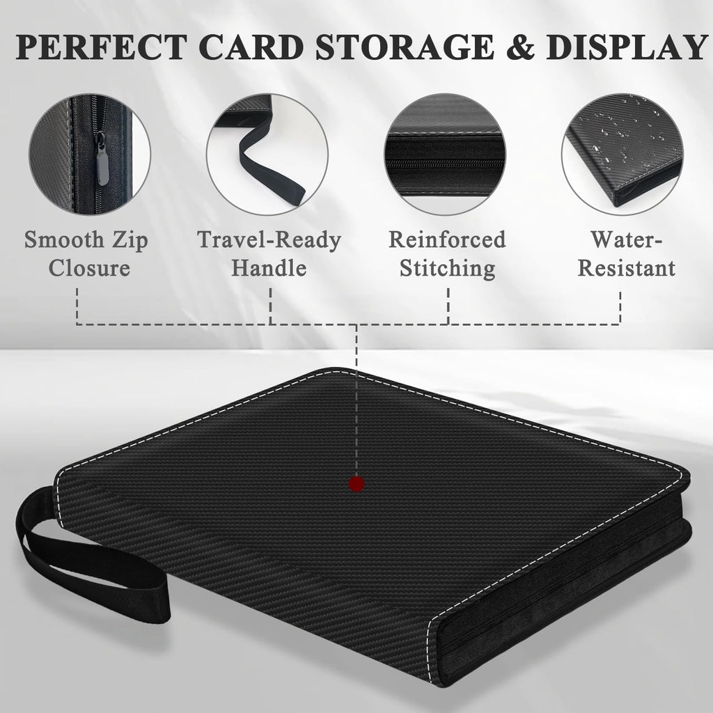 Trading Card Binder 9 Pocket, Toploader Binder with 900-Capacity Double-Sided Sleeves, Top Loader Binder for Cards, Baseball, Football, Sports, MTG, TCG Collector Album.