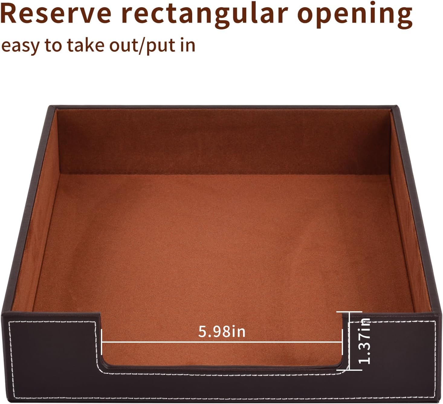 PU Leather 1-Layer Stackable Office File Document Tray Case Rack Paper Letter Tray Desk File Document Organizer Holder (Coffee)