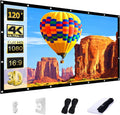 AAJK Projector Screen 120 inch, Washable Projector Screen 16:9 Foldable Anti-Crease Portable Projector Movies Screen for Home Theater Outdoor Indoor Support Double Sided Projection