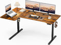 71 Inch L Shaped Standing Desk Adjustable Height, Electric Corner Standing Desk, Sit Stand Computer Table with Reversiable Splice Board, Rustic Brown