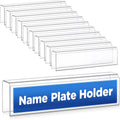 10 Pack Plastic Cubicle Name Plate Holder 8.5" Wide x 2" High Glass Wall Name Plate Holder Clear Acrylic Sign Display Stand for Home Office Business (Suitable for 1" Cubicle Wall)